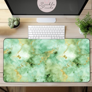 Green Desk Mat, Green Marble Desk Mat, Nature Green Desk Mat, Sage Green Desk Mat, Nature Office Decor, Serene Office Space, Green Mousepad