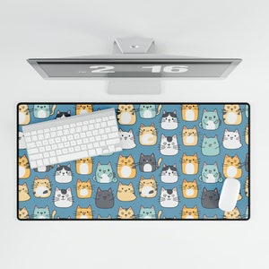 Kawaii Cat Desk Mat, Cute Desk Mat, Desk Mat Kawaii, Desk Mat Aesthetic, Cat Desk Mat, Kawaii Mousepad, Desk Mat Cute, Anime Desk Mat,