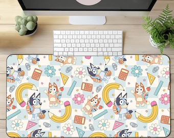 Niedliche Schreibtischmatte, Lehrer Schreibtischmatte, Blauer Hund und Freunde Lehrer Schreibtisch Matte, Lehrer Schreibtisch Dekoration, Lehrer Mousepad, Lehrer Geschenk