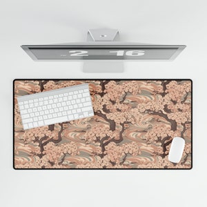 Desk Mat Japanese, Cute Desk Mat Japanese Desk Mat, Desk Mat Aesthetic, Sakura Tree Japanese Cherry Blossom Desk Mat, Desk Mat Nature