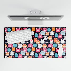 Kawaii Cat Desk Mat, Cute Desk Mat, Desk Mat Kawaii, Desk Mat Aesthetic, Cat Desk Mat, Kawaii Mousepad, Desk Mat Cute, Anime Desk Mat,