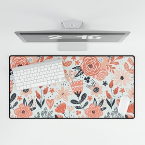 Cute Desk Mat, Boho Flower Desk Mat, Desk Mat Cute, Desk Mat Aesthetic, Cute Desk Decor, Boho Floral Desk Mat, Cute Mousepad, Boho Mousepad