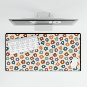 Cute Desk Mat, Flower Desk Mat, Desk Mat Cute, Desk Mat Aesthetic, Cute Desk Decor, Retro Flower Desk Mat, Cute Mousepad, Flower Mousepad
