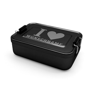 Personalisierte Alu-brotdose Mit Gravur – Lunchbox Mit Namen – Schwarze Metall Brotdose Für Kinder & Erwachsene