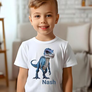 Custom Dinosaur Tee for Kids - Personalized Raptor T-Shirt, Unique Dino Fan Gift, Birthday & Holiday Present