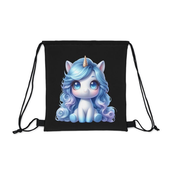 Cute Unicorn Drawstring Bag, Magical Backpack for Kids, Sparkly Gym Sack, Unicorn Theme