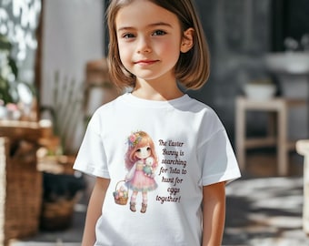 Gepersonaliseerde paas-T-shirt voor kinderen, T-shirt voor feestdagen, aangepast lenteshirt