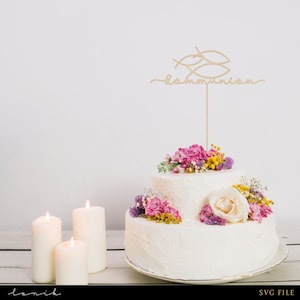 Caketopper - Communion - Poisson - fichier laser numérique