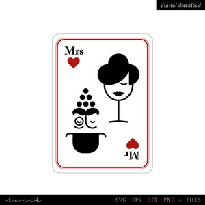 Mr and Mrs wine - playing card - digital file