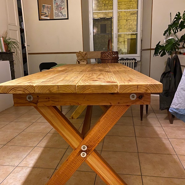 Solid Pine patio table with Douglas Fir base