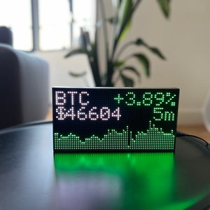 Handcrafted Cryptoak Ticker Series LED Cryptocurrency Displays in Premium Oak Wood