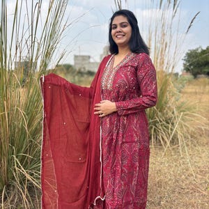 Designer Cotton Printed Kurti With Pant And Dupatta Set,Kurti For Women And Girls,Kurti Pant Set,Indian Kurti Set,