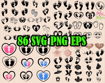 80+ Baby Footprint| Baby Feet SVG Instant Download SVG| PNG| eps| dxf| png digital download |svg bundle| png bundle