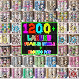 1200+ Labubu-beker png, Labubu PNG-bundel, Labubu-clipart, Labubu-bundel png, 1200+ schattige cartoon digitale download, Labubu-koffie.