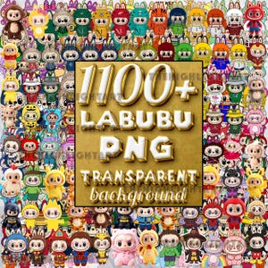 1100 以上の Labubu PNG クリップアート バンドル、かわいいデジタル ステッカー、ちび漫画 PNG ダウンロード、パステル Labubu キャラクター アート、昇華ファイル。