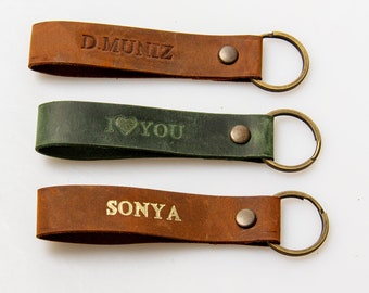 Custom Leather Keychain Design, Customized and Personalized Leather Keychain, Personalized Gift for Dad,