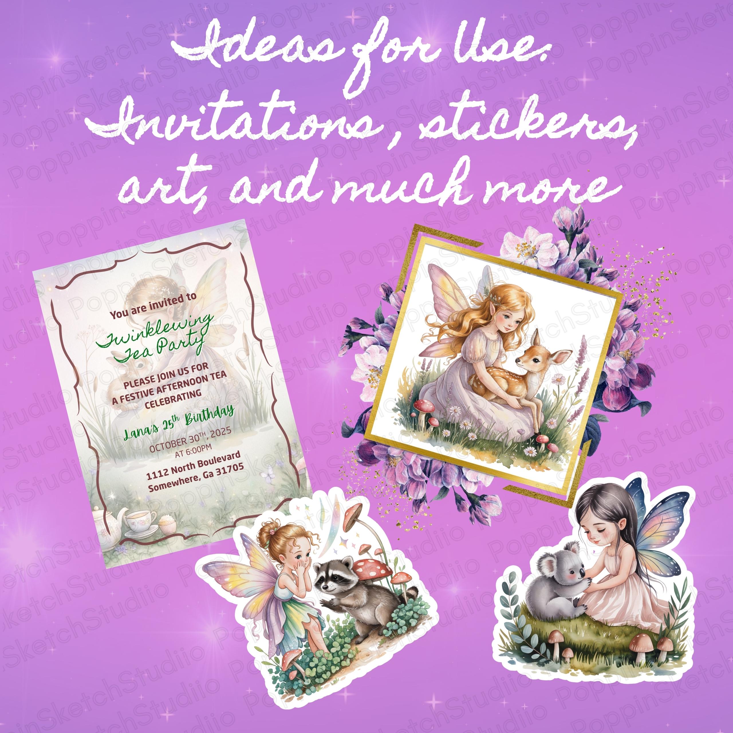 Watercolor Fairy Clipart PNG Bundle, Soft Pastel Fantasy Girl Art ...