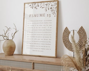 Psaume 23 en Français, Le Seigneur est mon berger, Affiche chrétienne, Art Mural, Verset de la Bible imprimable, Citation biblique, Cadeau