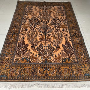 Size 6.10x4.7ft  Handmade Turkish Silk and Wool Tree of Life Rug Nice Silk and Wool Kashmiri Tree of Life carpet