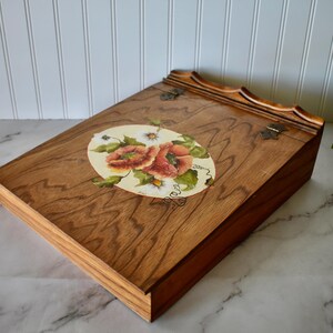 Vintage Hand Painted Floral Wooden Lap Desk, Portable Lap Writing Desk with Storage, Homeschool Desk