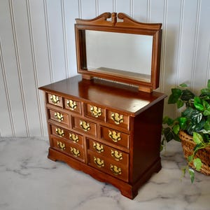 Vintage Dunston Musical Wooden Jewelry Armoire 4 Drawers