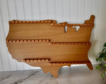 Vintage USA Shaped Hanging Wooden Collectible Spoon Holder