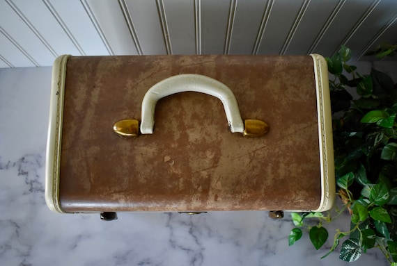 Vintage Samsonite Train Case - Two Tone Tan and B… - image 4