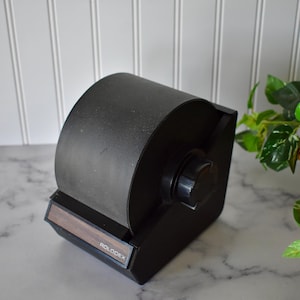 Vintage Industrial Black Textured Metal Rolodex Address/Telephone File with Alphabetical Dividers and Cards, Rotary Rolodex Model 1753