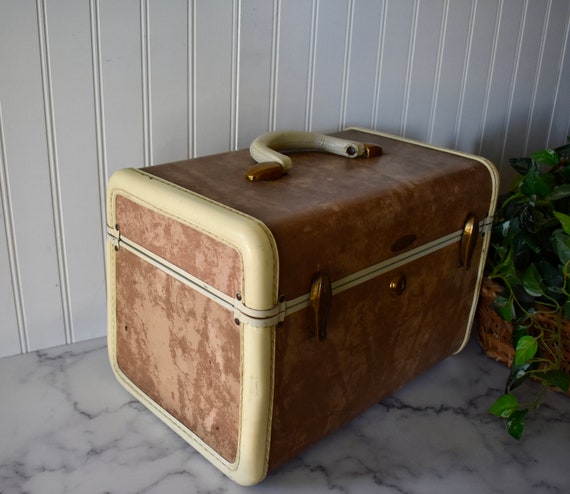 Vintage Samsonite Train Case - Two Tone Tan and B… - image 3