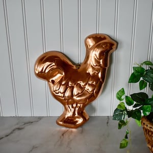 Vintage Copper Rooster Food Mold, Decorative Copper Mold, Farmhouse Decor, Copper Wall Hanging