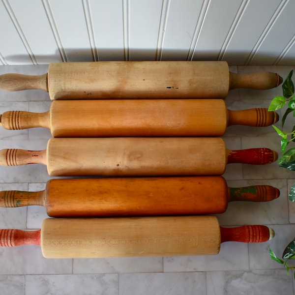 Vintage Wooden Rolling Pins, Farmhouse Kitchen Decor, French Country Kitchen Decor