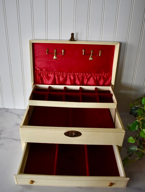 Vintage Mid-Century 3-Tiered Jewelry Box, Retro J… - image 1