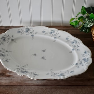 Vintage 15&quot; Oval Johann Haviland Bavaria Germany Blue Garland Serving Platter