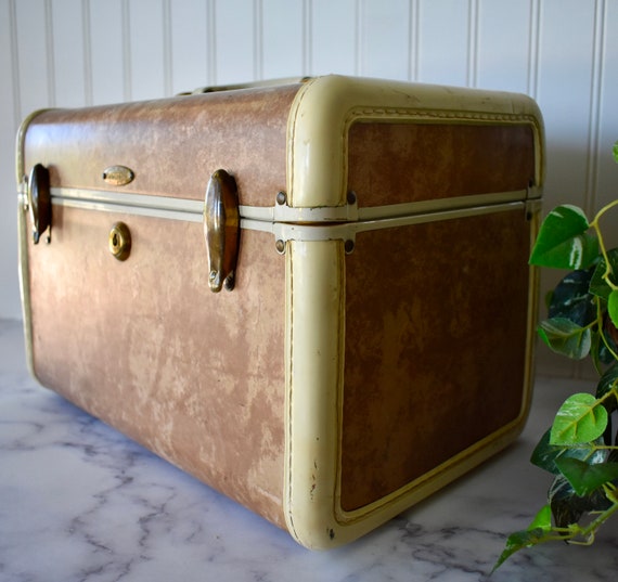 Vintage Samsonite Train Case - Two Tone Tan and B… - image 2