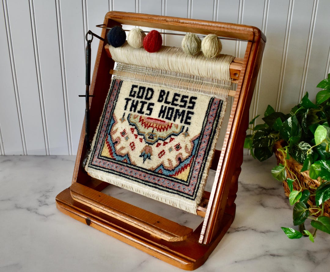 Table Loom Rug Vintage Wooden Tabletop Rug Weaving Loom With