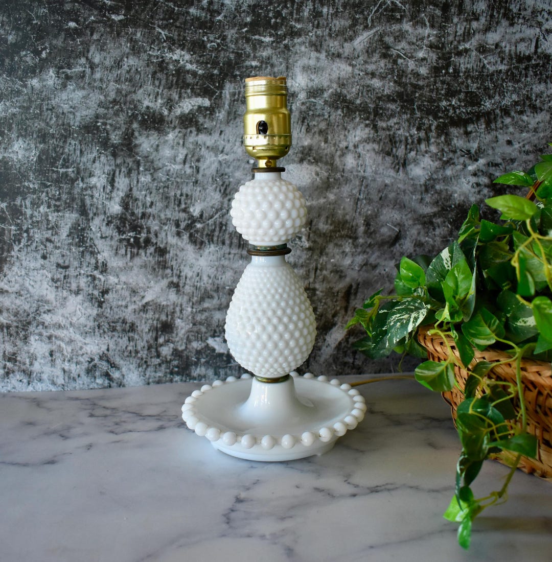 Hobnail Milk Glass Lamp