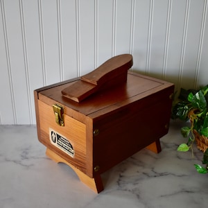 Vintage Esquire Genuine California Redwood Shoe Shine Box with Brush, Shoe Polish Box, Shoe Shine Valet