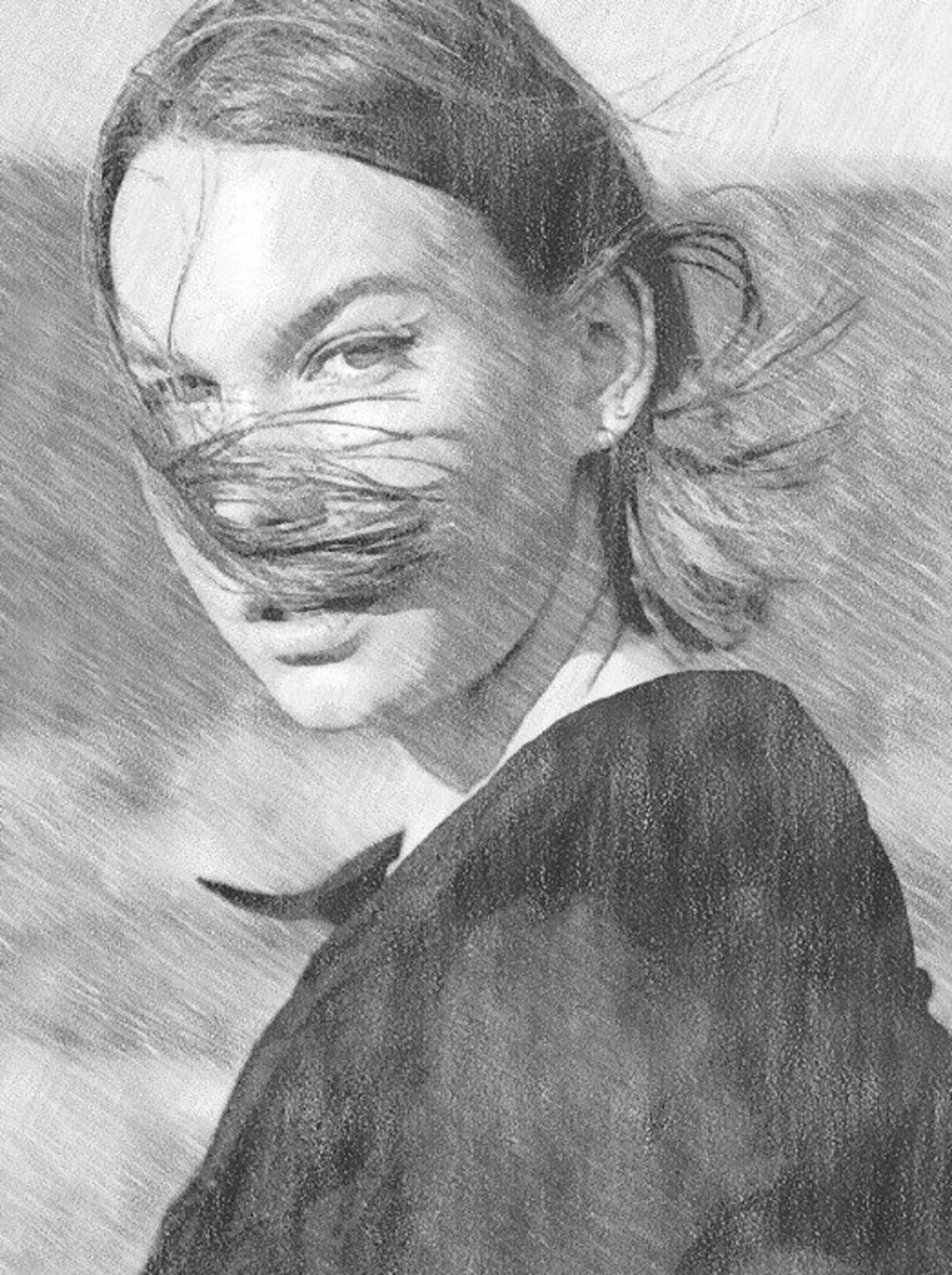 Digital Portrait Sketch From a Photo Digital Pencil Sketch Pencil