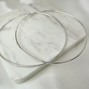Sterling Silver Large Endless Hoop Earrings - Big Hoop Earrings for Women - Handmade Hoop Earrings - Minimalist Thin Hoops - Gift for Her