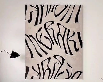Large black and white abstract painting Black and white wall art Black and white abstract Art Black white Minimalist art abstract line art