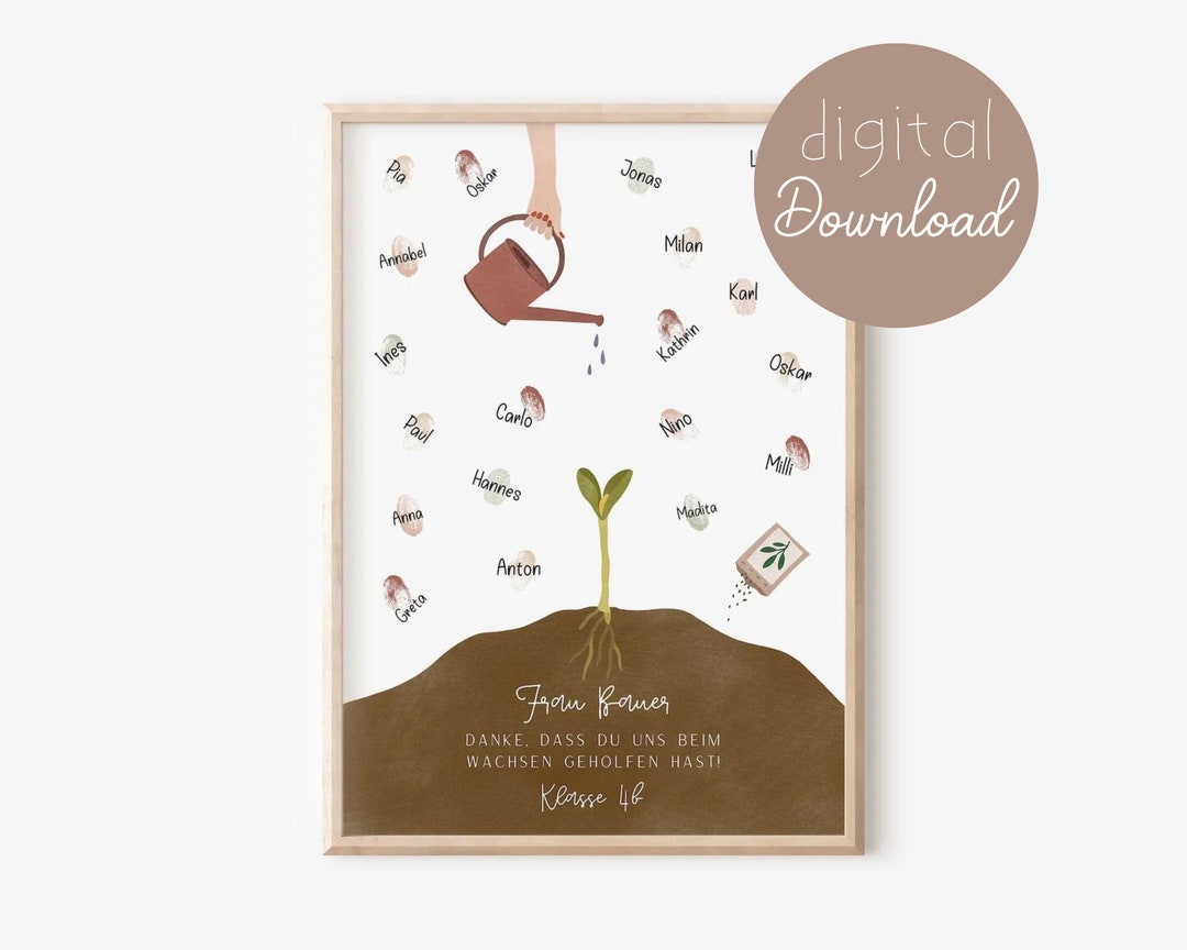 Farewell Gift Teacher Waxing Fingerprint PRINT Poster Kindergarten