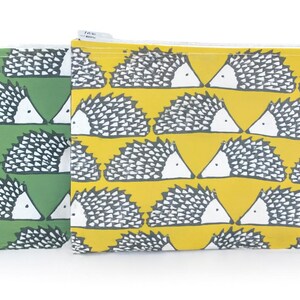 Ouriços - Bolsa pequena, porta-moedas, carteira pequena, bolsa para cordão, porta-moedas, mini bolsa, tecido de algodão com fecho de zíper, 2 cores: Mostarda e Pinheiro