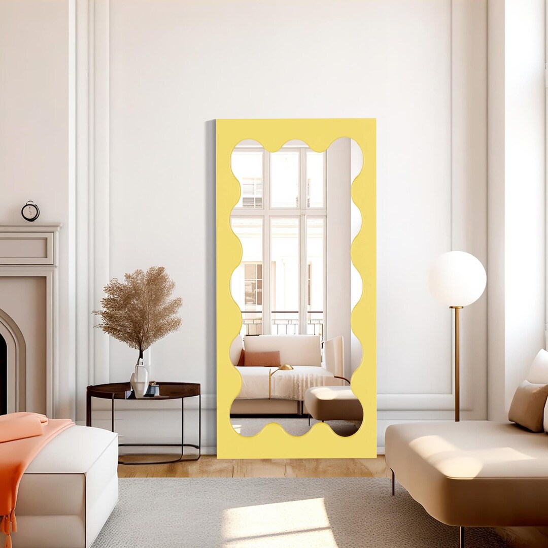 Full Length Funky Mirror, Tall Standing Mirror, Full Body Curvy Mirror