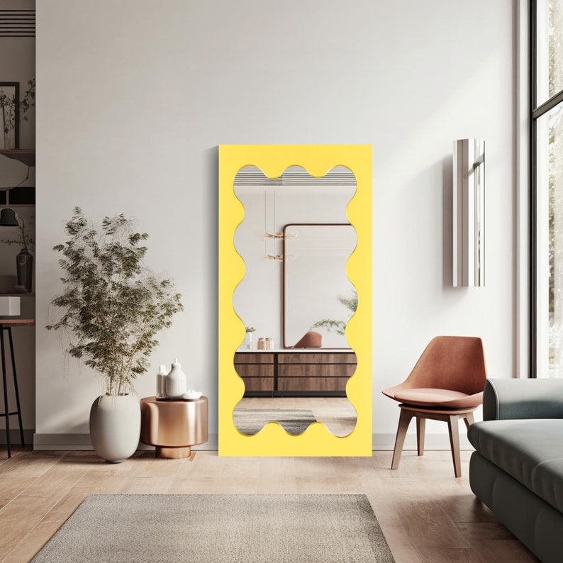Full Length Funky Mirror, Tall Standing Mirror, Full Body Curvy Mirror