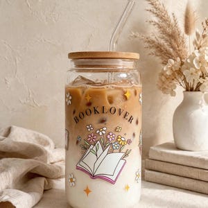 Bokälskare Glas Tumbler - Iskaffekopp med bambulock