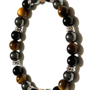 Triple Protection Bracelet - Black Obsidian, Tiger’s Eye and Hematite 8mm