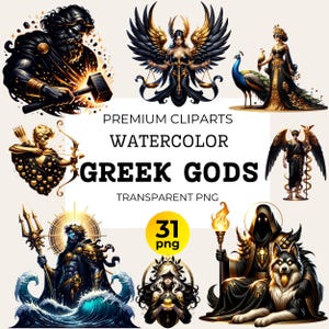 Ensemble de cliparts dieu grec, déesse, graphiques de la mythologie grecque, Grèce antique, divinités grecques, Zeus, Athéna, Poséidon, Gaia, Eros, Ares, Dionysos