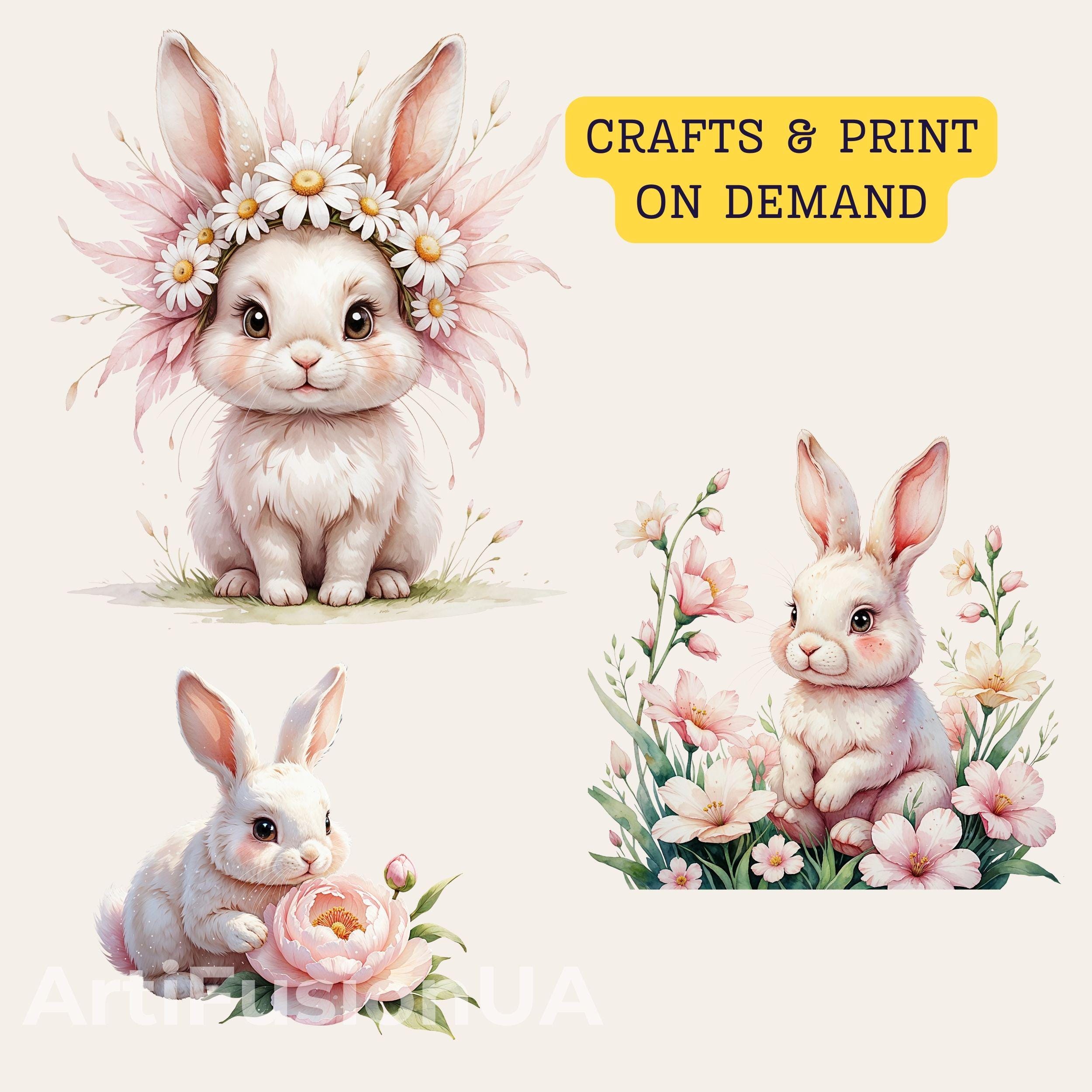 Floral Bunny Clipart: Spring Pastel Rabbit PNG (15 Files) - Etsy
