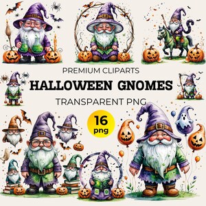 Halloween Zwerge Clipart Set: Lustige Herbst PNG Dateien