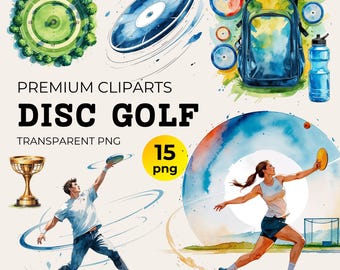 Disc Golf Clipart Bundle: Frisbee Golf PNG, POD Designs (digitaler Download)